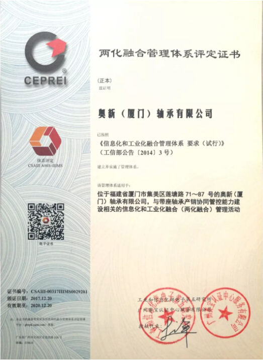 FK: n tytäryhtiö Ao Xin Bearing sai IIIMS-sertifikaatin
